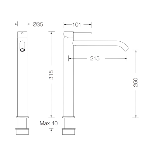 Misturadora Tocco com Controlo Remoto - Tocco Tall washbasin mixer with click clack waste 1"1/4 - Torneira - Eurorama - Portugal