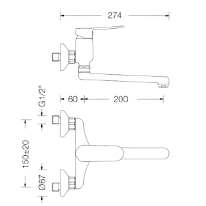 Misturadora de Parede RES com Bica Giratória - RES Wall-mounted sink mixer with swivel spout - Torneira - Eurorama - Portugal