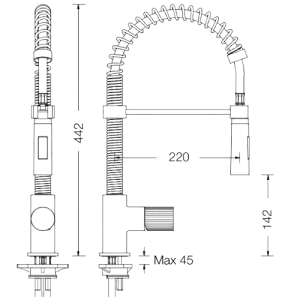 Misturadora Tocco Rigato com Mola e Spray de 2 Jatos - Tocco Rigato Sink mixer with spring and 2 jet spray - Torneira - Eurorama - Portugal