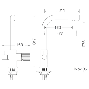 Misturadora Tocco Rigato com Bica Giratória e Saída para Purificador de Água - Tocco Rigato Sink mixer with swivel spout and water purifier outlet - Torneira - Eurorama - Portugal