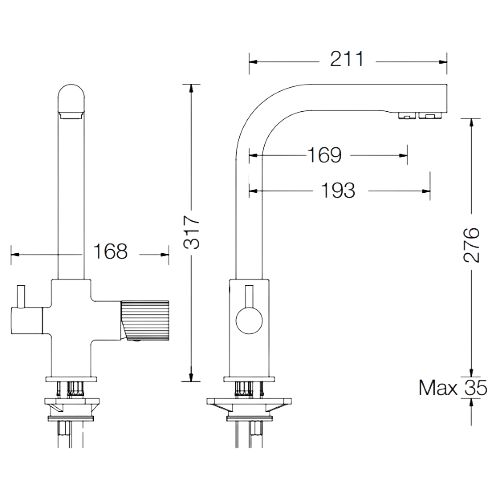 Misturadora Tocco Rigato com Bica Giratória e Saída para Purificador de Água - Tocco Rigato Sink mixer with swivel spout and water purifier outlet - Torneira - Eurorama - Portugal
