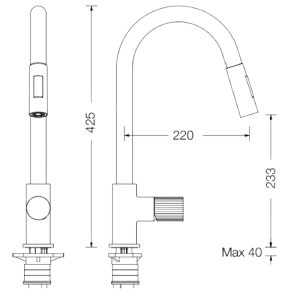 Misturadora Tocco Rigato com Bica Giratória e Chuveiro de 2 Jatos Retrátil - Tocco Rigato Sink mixer with swivel spout and pull out 2 jets spray - Torneira - Eurorama - Portugal