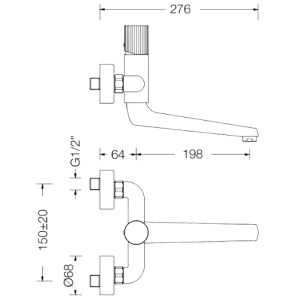 Misturadora de Parede Tocco Rigato com Bica Giratória - Tocco Rigato Wall mounted sink mixer with swivel spout - Misturadora - Torneira - Eurorama - Portugal