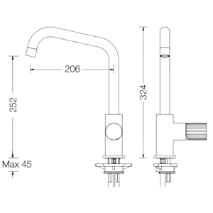 Misturadora Tocco Rigato com Bica Giratória - Tocco Rigato Sink mixer with swivel spout - Misturadora - Torneira - Eurorama - Portugal