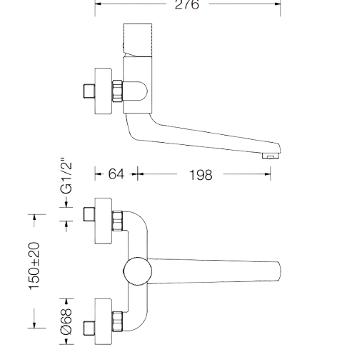 Misturadora de Parede TOCCO VICHY com Bica Giratória - TOCCO VICHY Wall mounted sink mixer with swivel spout - Misturadora - Torneira - Eurorama - Portugal