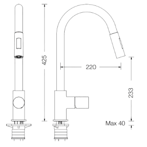 Misturadora Tocco Vichy com Bica Giratória e Chuveiro de 2 Jatos Retrátil - TOCCO VICHY Sink mixer with swivel spout and pull out 2 jets spray - Misturadora - Torneira - Eurorama - Portugal