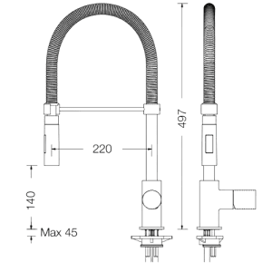 Misturadora Tocco Vichy - Tocco Vichy Sink mixer with spring and 2 jet spray - Misturadora - Torneira - Eurorama - Portugal