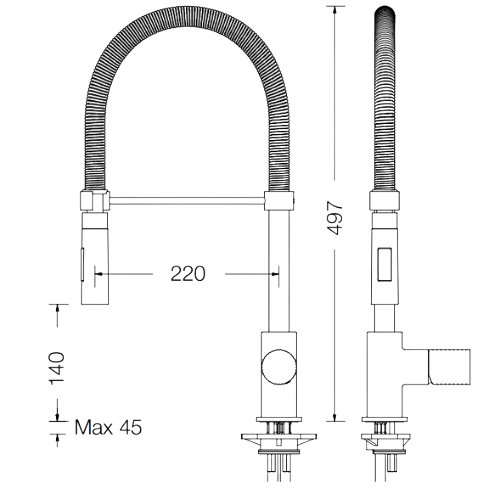 Misturadora Tocco Vichy - Tocco Vichy Sink mixer with spring and 2 jet spray - Misturadora - Torneira - Eurorama - Portugal