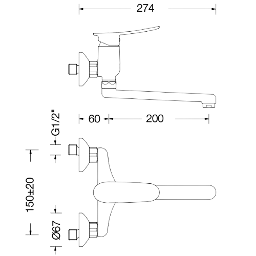 Misturadora de Parede com Bica Giratória Hoto - Hoto Sink mixer with swivel spout - Misturadora - Torneira - Eurorama - Portugal