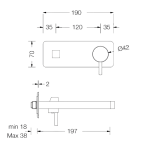 Conjunto de Parte Externa Q-Ring - Misturadora de Parede com Bica à Esquerda - Q-Ring External part set - Wall mounted washbasin mixer with spout ton the left - Torneira - Eurorama - Portugal