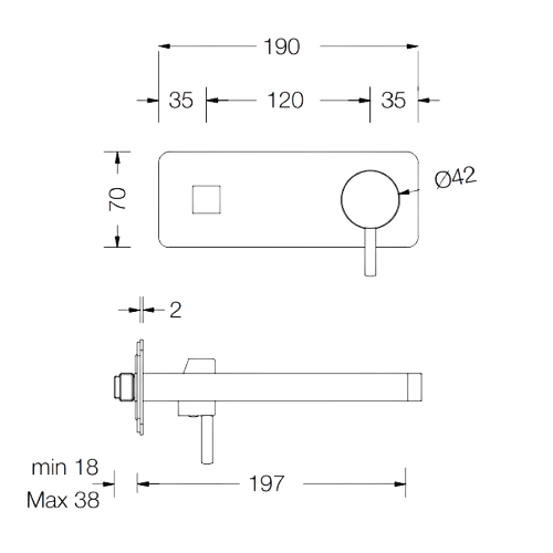 Conjunto de Parte Externa Q-Ring - Misturadora de Parede com Bica à Esquerda - Q-Ring External part set - Wall mounted washbasin mixer with spout ton the left - Torneira - Eurorama - Portugal
