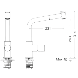 Misturadora Tocco Vichy com Bica Giratória e Chuveiro de 2 Jatos Retrátil - TOCCO VICHY Sink mixer with swivel spout and pull out 2 jets spray - Misturadora - Torneira - Eurorama - Portugal