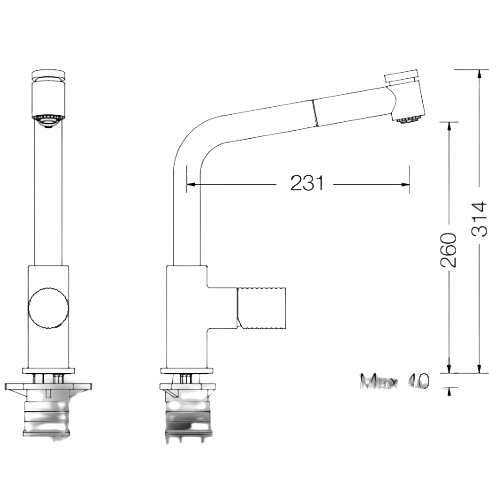 Misturadora Tocco Vichy com Bica Giratória e Chuveiro de 2 Jatos Retrátil - TOCCO VICHY Sink mixer with swivel spout and pull out 2 jets spray - Misturadora - Torneira - Eurorama - Portugal