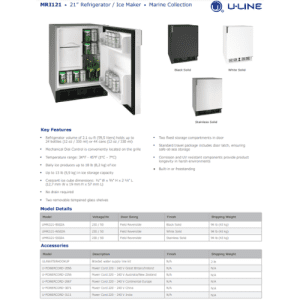 Frigorifico/Máquina de Gelo 21" - 21" Refrigerator/Ice Maker - Dake - U Line - Portugal