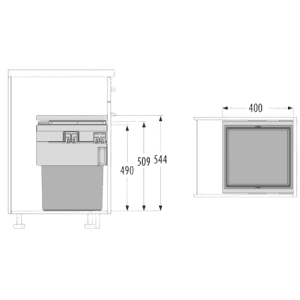 Caixote do Lixo Cargo Synchro 450 - Cargo Synchro 450 Built-in Bin - Hailo - Cucine Oggi - Portugal - Medidas - Ficha Técnica