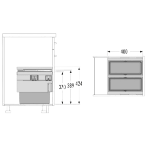 Caixote do Lixo Cargo Synchro 450 - Cargo Synchro 450 Built-in Bin - Hailo - Cucine Oggi - Portugal - Medidas - Ficha Técnica