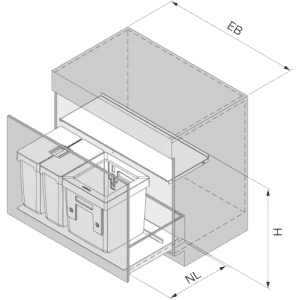 Caixote do Lixo Oeko Universal 900 - Oeko Universal 900 Built-in Bin - Peka - Cucine Oggi - Portugal - Medidas - Ficha Técnica