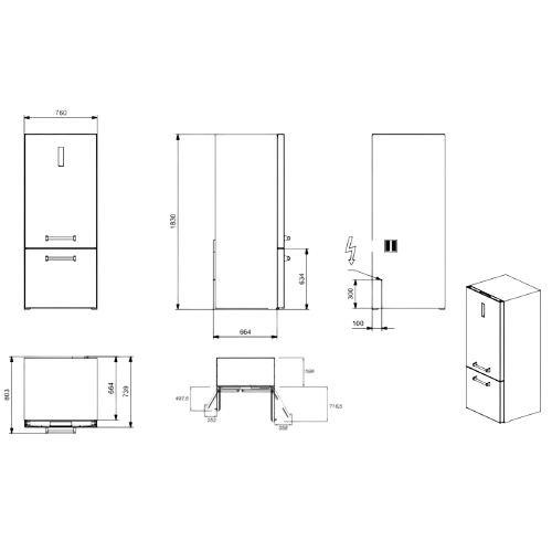 Frigorifico Combinado Genesi 76 - GENESI 76 COMBI - Dake - Steel Cucine - Portugal