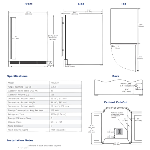 Conservador de Vinho 24" - 24" Wine Refrigerator - Dake - U Line - Portugal