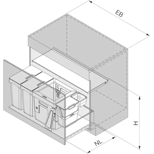 Caixote do Lixo Oeko Universal 900 - Oeko Universal 900 Built-in Bin - Peka - Cucine Oggi - Portugal