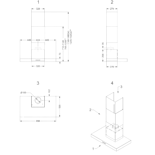 Novy Salsa - Dake - Novy - Portugal - Medidas - Ficha Técnica - Exaustor - Iluminação