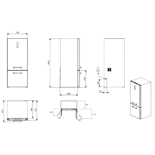 Frigorifico Combinado Enfasi 76 - Enfasi 76 COMBI - Dake - Steel Cucine - Portugal