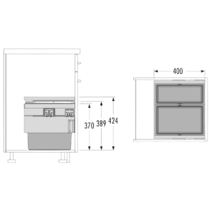 Caixote do Lixo Cargo Synchro 500 - Cargo Synchro 500 Built-in Bin - Hailo - Cucine Oggi - Portugal