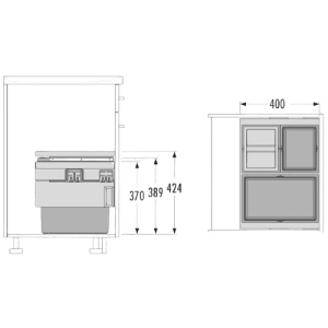Caixote do Lixo Cargo Synchro 600 - Cargo Synchro 600 Built-in Bin - Hailo - Cucine Oggi - Portugal - Medidas - Ficha Técnica