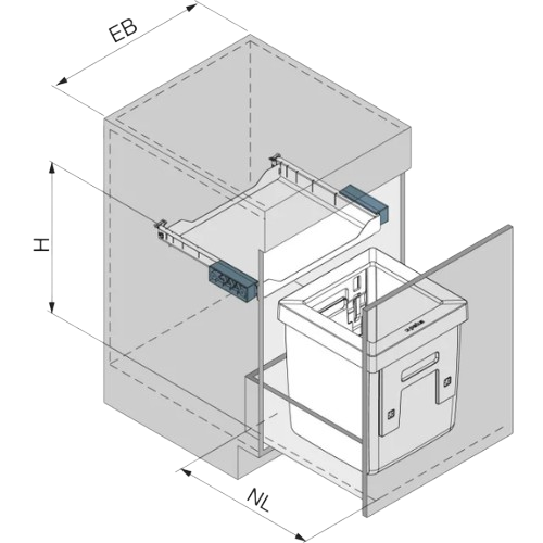 Caixote do Lixo Oeko Universal 450 - Oeko Universal 450 Built-in Bin - Peka - Cucine Oggi - Portugal