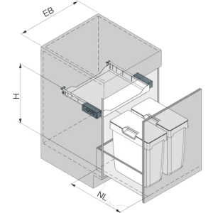 Caixote do Lixo Oeko Universal 450 - Oeko Universal 450 Built-in Bin - Peka - Cucine Oggi - Portugal