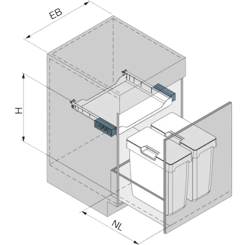 Caixote do Lixo Oeko Universal 450 - Oeko Universal 450 Built-in Bin - Peka - Cucine Oggi - Portugal
