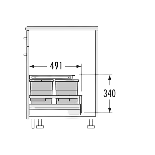 Caixote do Lixo Separato K 450 - Separato K 450 Built-in Bin - Hailo- Cucine Oggi - Portugal - Medidas - Ficha Técnica