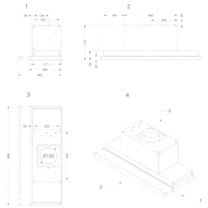 Novy Telescopic Essence - Dake - Novy - Portugal - Medidas - Ficha Técnica - Exaustor - Iluminação