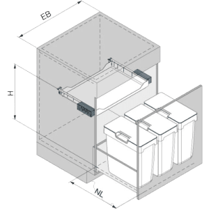 Caixote do Lixo Oeko Universal 600 - Oeko Universal 600 Built-in Bin - Peka - Cucine Oggi - Portugal