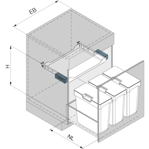 Caixote do Lixo Oeko Universal 600 - Oeko Universal 600 Built-in Bin - Peka - Cucine Oggi - Portugal