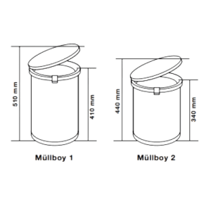 Caixote do Lixo Müllboy Standard - Müllboy Standard Built-in Bin - Hailo- Cucine Oggi - Portugal - Medidas - Ficha Técnica