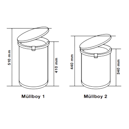 Caixote do Lixo Müllboy Standard - Müllboy Standard Built-in Bin - Hailo- Cucine Oggi - Portugal - Medidas - Ficha Técnica